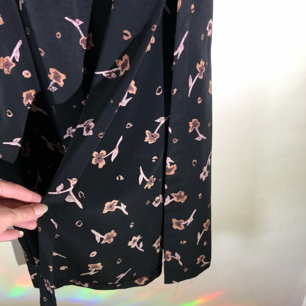 Vintage Wrapper a-line floral print black skirt sz 7/8 - Picture 4 of 7